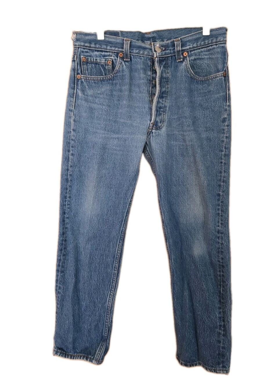 Vintage Levis 501xx Jeans Mens 31x30 Blue Light Wash Button Up Fly Made USA